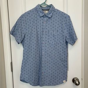 Free Planet Blue Button up with bicycle print